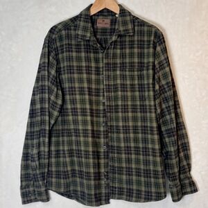 Woolrich Green Plaid Cotton Flannel Shirt Mens XL Heritage Workwear Outdoor